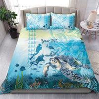 Personalized Snorkeling Hawaii Bedding Set Ocean Lover Hawaiian Kakau Honu Turtle