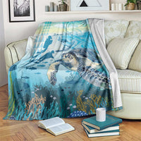 Personalized Snorkeling Hawaii Blanket Ocean Lover Hawaiian Kakau Honu Turtle