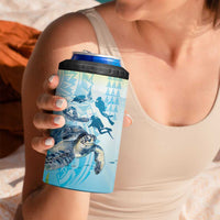 Personalized Snorkeling Hawaii 4 in 1 Can Cooler Tumbler Ocean Lover Hawaiian Kakau Honu Turtle