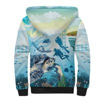 Personalized Snorkeling Hawaii Sherpa Hoodie Ocean Lover Hawaiian Kakau Honu Turtle