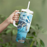Personalized Snorkeling Hawaii Tumbler With Handle Ocean Lover Hawaiian Kakau Honu Turtle