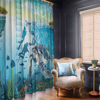 Personalized Snorkeling Hawaii Window Curtain Ocean Lover Hawaiian Kakau Honu Turtle