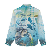 Personalized Snorkeling Hawaii Women Casual Shirt Ocean Lover Hawaiian Kakau Honu Turtle