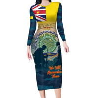 Niue ANZAC Day Family Matching Long Sleeve Bodycon Dress and Hawaiian Shirt We Will Remember Them Camouflage Style