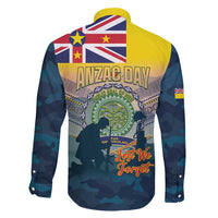 Niue ANZAC Day Family Matching Short Sleeve Bodycon Dress and Hawaiian Shirt We Will Remember Them Camouflage Style