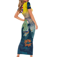 Niue ANZAC Day Family Matching Short Sleeve Bodycon Dress and Hawaiian Shirt We Will Remember Them Camouflage Style