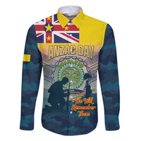 Niue ANZAC Day Family Matching Tank Maxi Dress and Hawaiian Shirt We Will Remember Them Camouflage Style