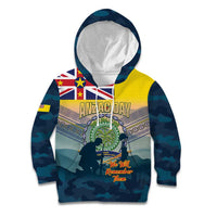 Niue ANZAC Day Kid Hoodie We Will Remember Them Camouflage Style