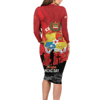 Tonga ANZAC Day Family Matching Long Sleeve Bodycon Dress and Hawaiian Shirt Ngatu Pattern We Will Remember Them LT14 - Polynesian Pride