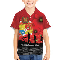 Tonga ANZAC Day Family Matching Long Sleeve Bodycon Dress and Hawaiian Shirt Ngatu Pattern We Will Remember Them LT14 Son's Shirt Red - Polynesian Pride