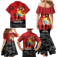 Tonga ANZAC Day Family Matching Mermaid Dress and Hawaiian Shirt Ngatu Pattern We Will Remember Them