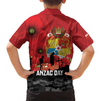 Tonga ANZAC Day Family Matching Off Shoulder Short Dress and Hawaiian Shirt Ngatu Pattern We Will Remember Them