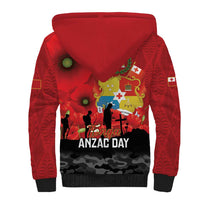 Tonga ANZAC Day Sherpa Hoodie Ngatu Pattern We Will Remember Them