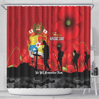 Tonga ANZAC Day Shower Curtain Ngatu Pattern We Will Remember Them