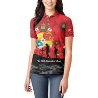 Tonga ANZAC Day Women Polo Shirt Ngatu Pattern We Will Remember Them