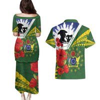 Cook Islands ANZAC Day Couples Matching Puletasi and Hawaiian Shirt Last Post Lest We Forget