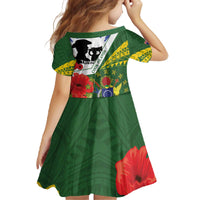 Cook Islands ANZAC Day Family Matching Off The Shoulder Long Sleeve Dress and Hawaiian Shirt Last Post Lest We Forget