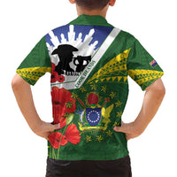 Cook Islands ANZAC Day Family Matching Off Shoulder Short Dress and Hawaiian Shirt Last Post Lest We Forget