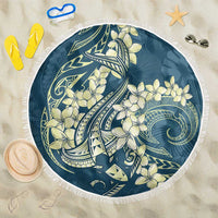 Cyan Polynesia Hammerhead Shark Tattoo With Plumeria Lei Beach Blanket