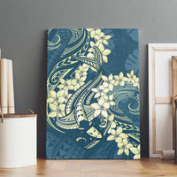 Cyan Polynesia Hammerhead Shark Tattoo With Plumeria Lei Canvas Wall Art