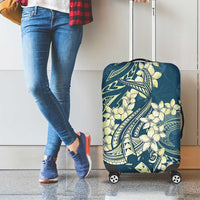 Cyan Polynesia Hammerhead Shark Tattoo With Plumeria Lei Luggage Cover