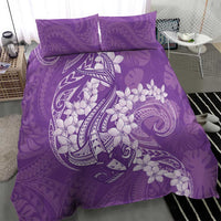 Purple Polynesia Hammerhead Shark Tattoo With Plumeria Lei Bedding Set