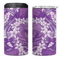 Purple Polynesia Hammerhead Shark Tattoo With Plumeria Lei 4 in 1 Can Cooler Tumbler