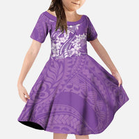 Purple Polynesia Hammerhead Shark Tattoo With Plumeria Lei Family Matching Mermaid Dress and Hawaiian Shirt