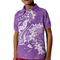Purple Polynesia Hammerhead Shark Tattoo With Plumeria Lei Kid Polo Shirt LT14 Kid Purple - Polynesian Pride