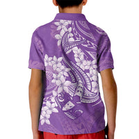 Purple Polynesia Hammerhead Shark Tattoo With Plumeria Lei Kid Polo Shirt LT14 - Polynesian Pride