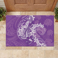 Purple Polynesia Hammerhead Shark Tattoo With Plumeria Lei Rubber Doormat LT14 Purple - Polynesian Pride