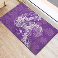Purple Polynesia Hammerhead Shark Tattoo With Plumeria Lei Rubber Doormat LT14 - Polynesian Pride