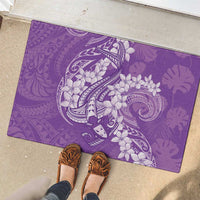 Purple Polynesia Hammerhead Shark Tattoo With Plumeria Lei Rubber Doormat LT14 - Polynesian Pride