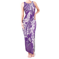 Purple Polynesia Hammerhead Shark Tattoo With Plumeria Lei Tank Maxi Dress
