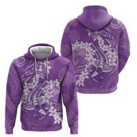 Purple Polynesia Hammerhead Shark Tattoo With Plumeria Lei Zip Hoodie