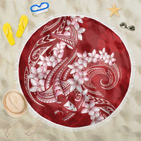Red Polynesia Hammerhead Shark Tattoo With Plumeria Lei Beach Blanket