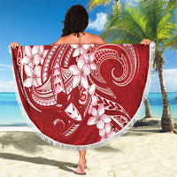 Red Polynesia Hammerhead Shark Tattoo With Plumeria Lei Beach Blanket