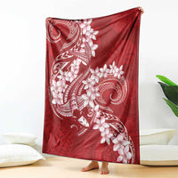 Red Polynesia Hammerhead Shark Tattoo With Plumeria Lei Blanket