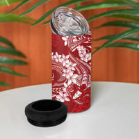 Red Polynesia Hammerhead Shark Tattoo With Plumeria Lei 4 in 1 Can Cooler Tumbler