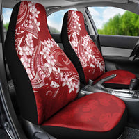 Red Polynesia Hammerhead Shark Tattoo With Plumeria Lei Car Seat Cover