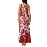 Red Polynesia Hammerhead Shark Tattoo With Plumeria Lei Family Matching Tank Maxi Dress and Hawaiian Shirt