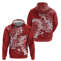 Red Polynesia Hammerhead Shark Tattoo With Plumeria Lei Hoodie LT14 - Polynesian Pride