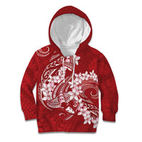 Red Polynesia Hammerhead Shark Tattoo With Plumeria Lei Kid Hoodie LT14 Hoodie Red - Polynesian Pride
