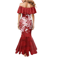 Red Polynesia Hammerhead Shark Tattoo With Plumeria Lei Mermaid Dress