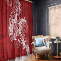 Red Polynesia Hammerhead Shark Tattoo With Plumeria Lei Window Curtain