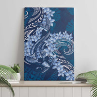 Navy Blue Polynesia Hammerhead Shark Tattoo With Plumeria Lei Canvas Wall Art