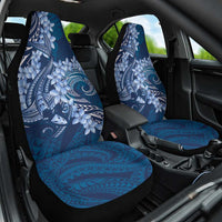 Navy Blue Polynesia Hammerhead Shark Tattoo With Plumeria Lei Car Seat Cover