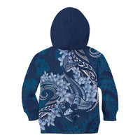 Navy Blue Polynesia Hammerhead Shark Tattoo With Plumeria Lei Kid Hoodie LT14 - Polynesian Pride