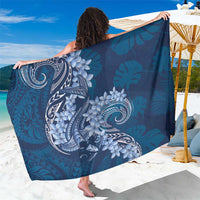 Navy Blue Polynesia Hammerhead Shark Tattoo With Plumeria Lei Sarong