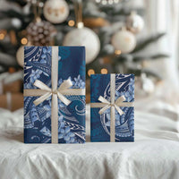 Navy Blue Polynesia Hammerhead Shark Tattoo With Plumeria Lei Wrapping Paper - Polynesian Pride